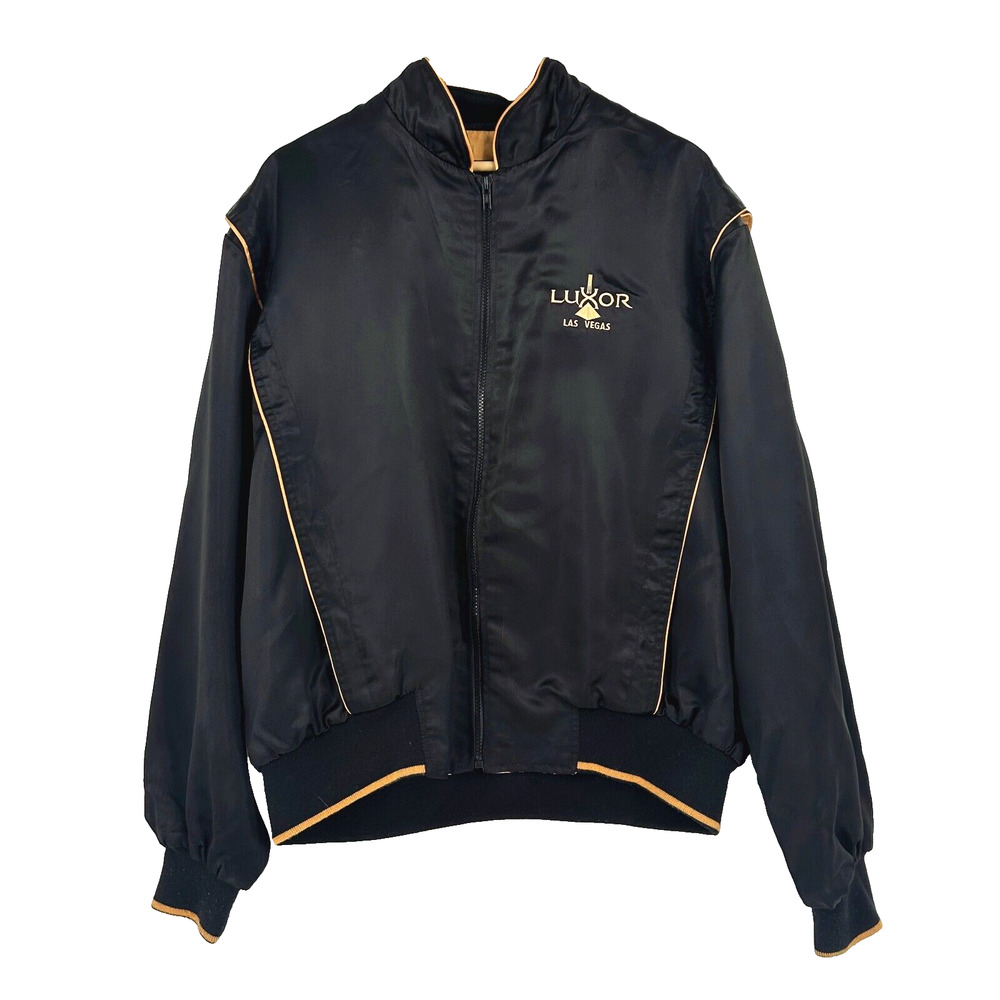 VTG M.A.P 80s Satin Bomber Luxor Las Vegas XL Jacket Zip Made In USA Embroidered - Picture 2 of 7